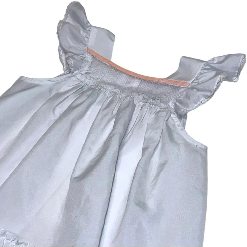 Vintage Alyssa Ruffle Sleeve Dress - Size 4, White with Pink Accent